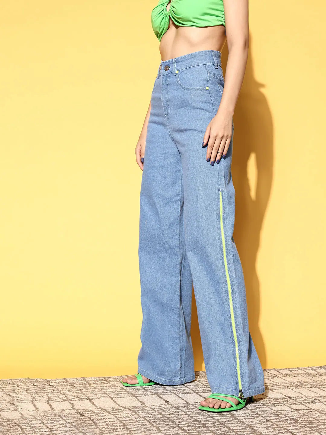 Ice Blue Straight Jeans - Women's Western Wear Outfits