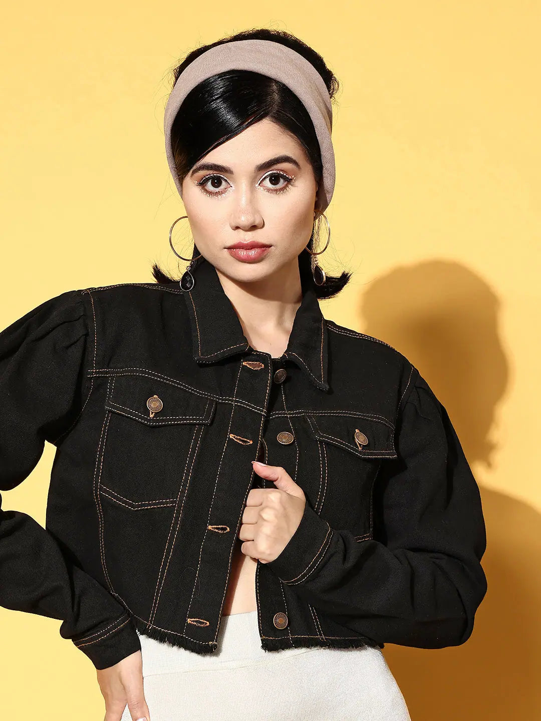 Black Denim Crop Jacket - Trendy Women's Outerwear for Women