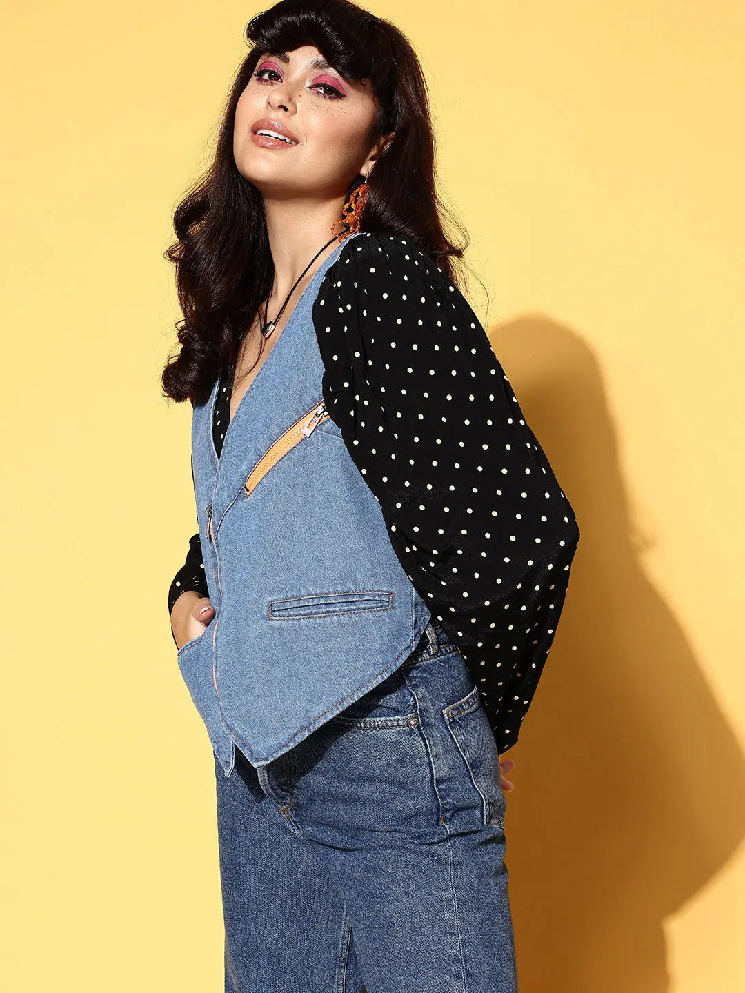 Blue Denim Waistcoat - Trendy Women's Fashion Jackets