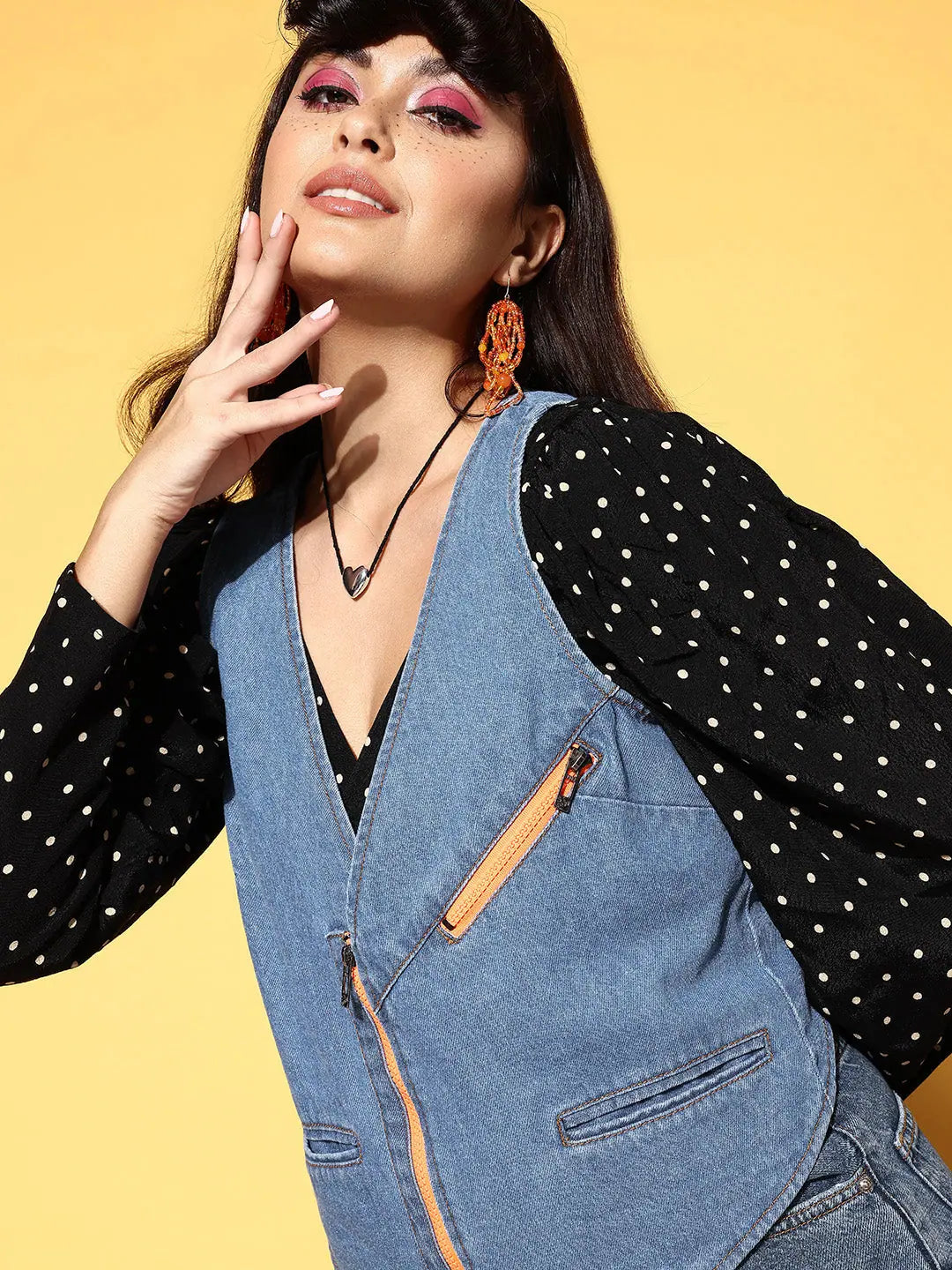 Blue Denim Waistcoat - Trendy Women's Fashion Jackets