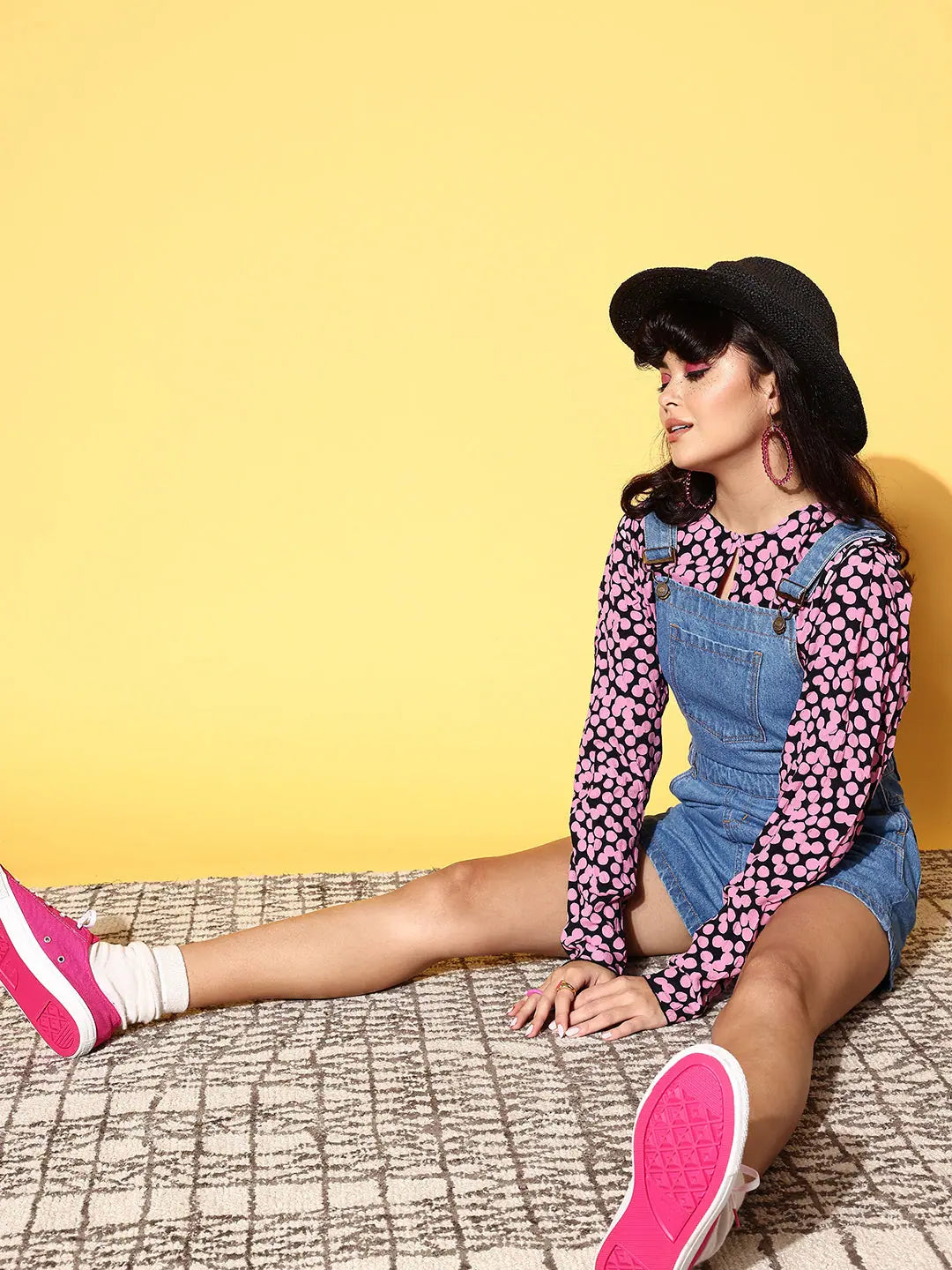 Women's Blue Denim Jumpsuit | Side Buttoned Short Dungaree