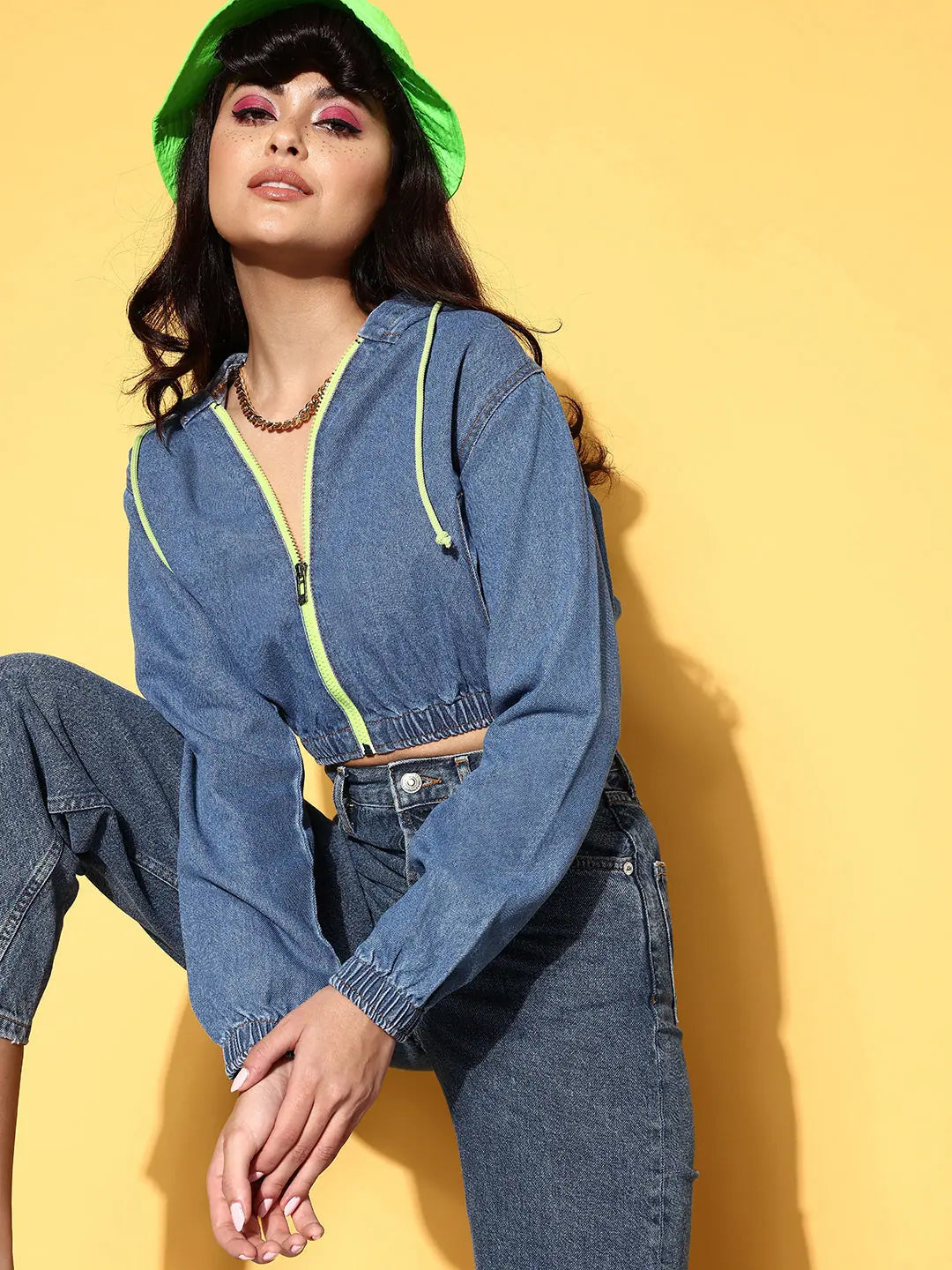 Blue Denim Crop Jacket - Trendy Women's Fashion Jackets