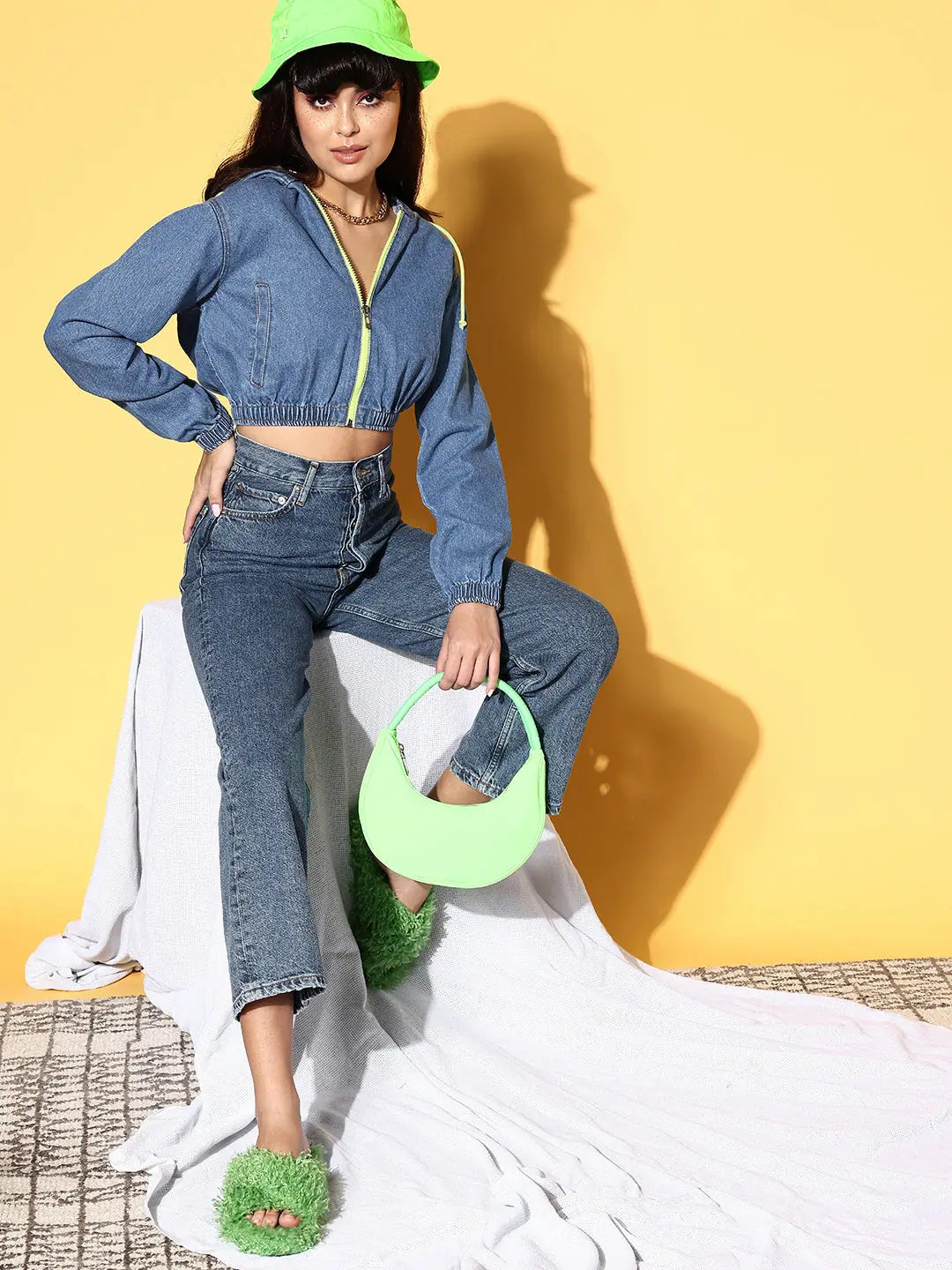 Blue Denim Crop Jacket - Trendy Women's Fashion Jackets