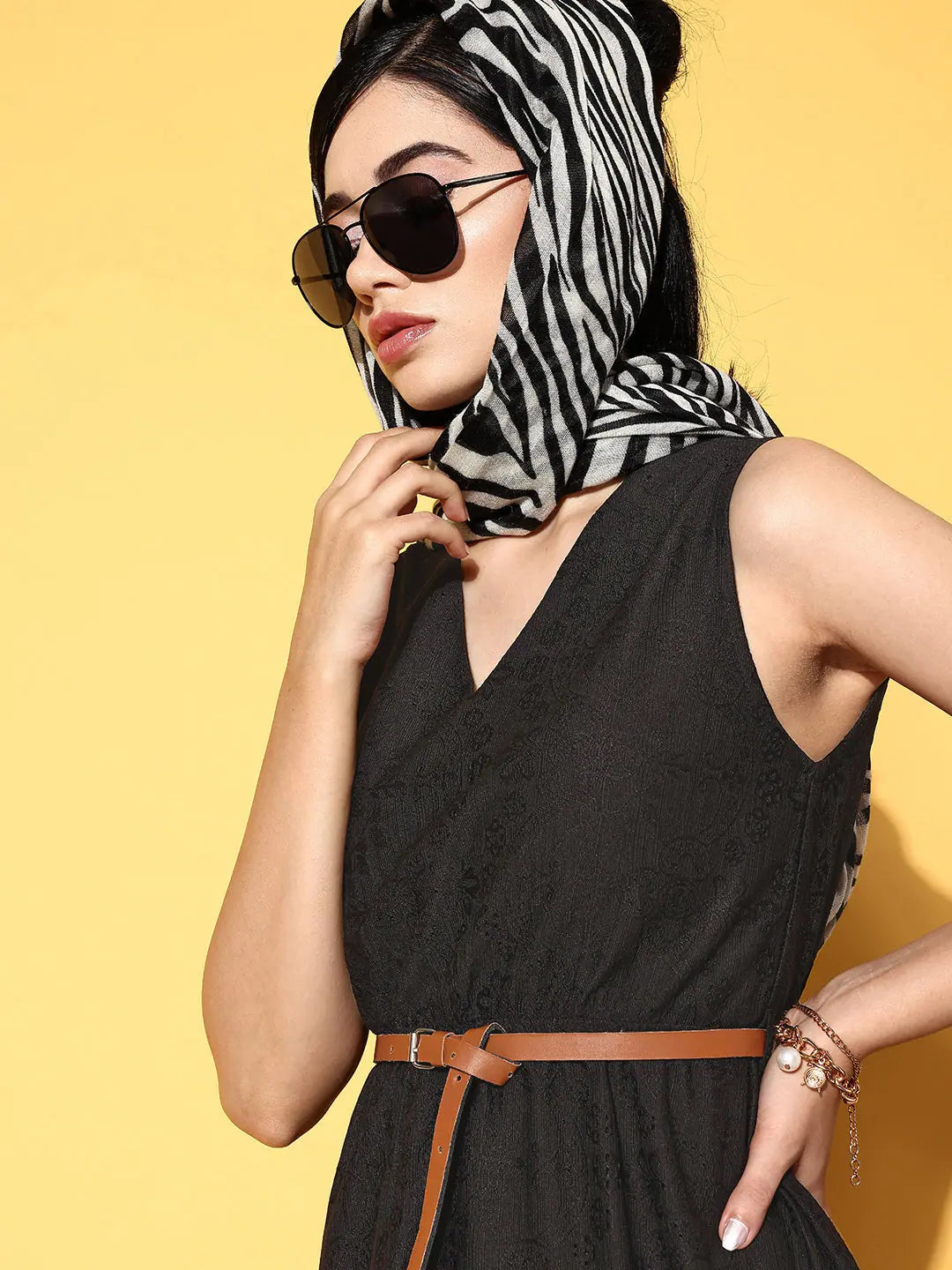 Black Schiffli Dress - Party Wear Lehenga Alternative