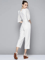 Women Solid White Jumpsuits & Sets