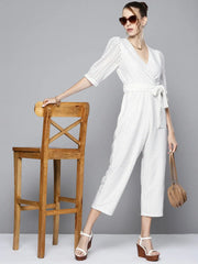 Women Solid White Jumpsuits & Sets