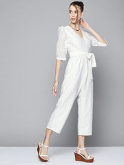 Women Solid White Jumpsuits & Sets