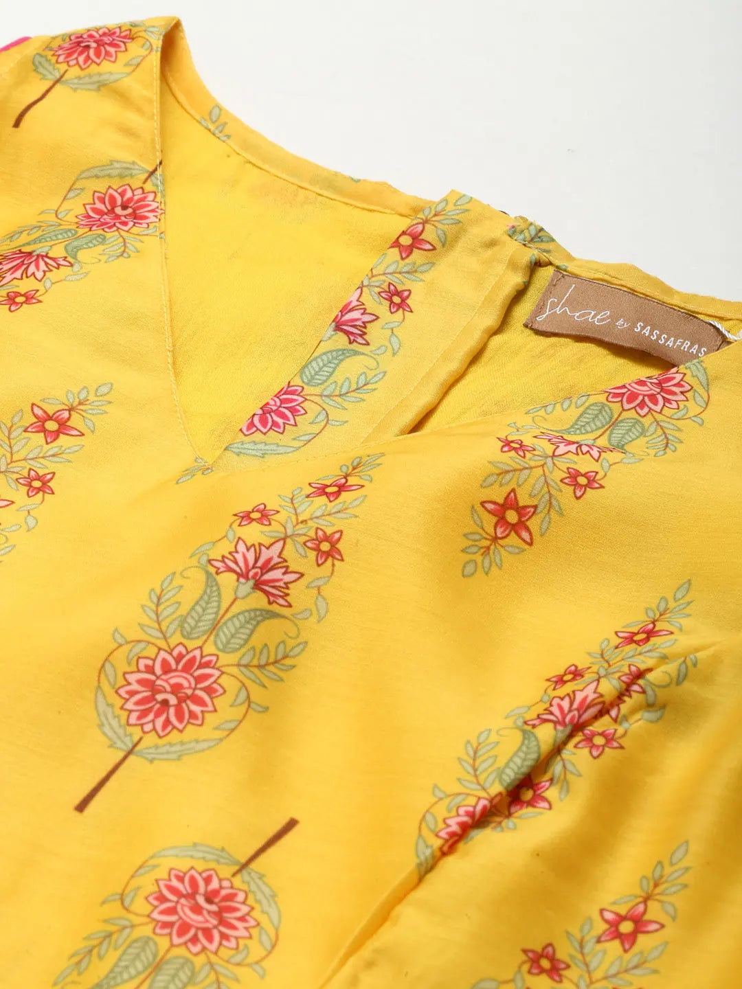 Yellow Floral Crop Top - Women's Festive Lehenga Choli Outfit