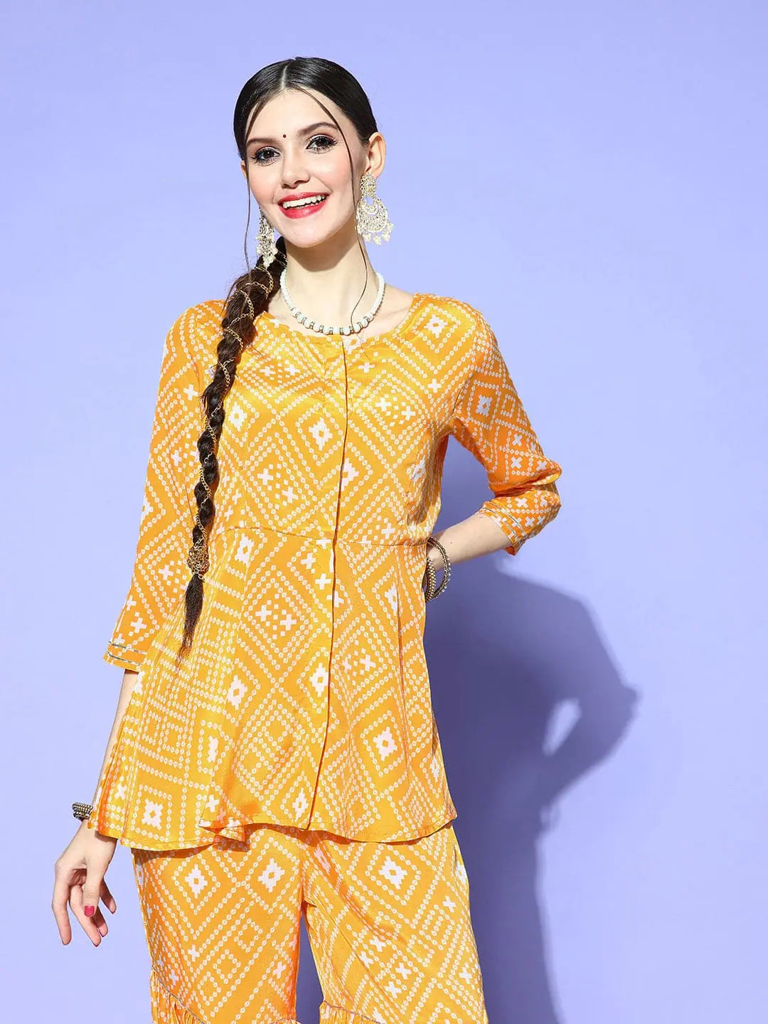 Yellow Tie Dye Peplum Top: Designer Lehenga Inspired Style