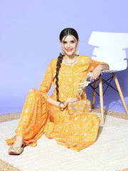 Women Yellow Tie & Dye Peplum Top