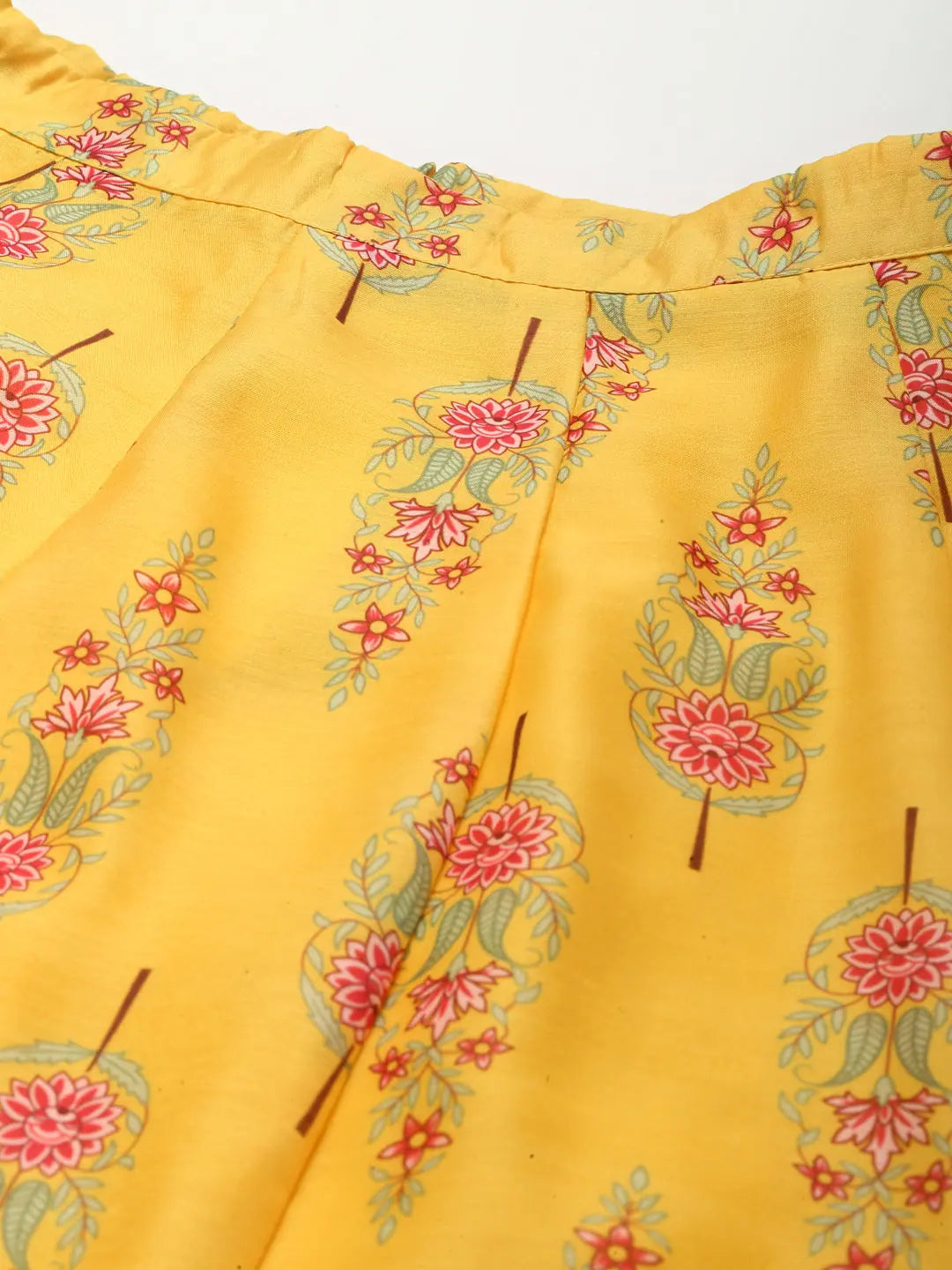 Yellow Floral Anarkali Skirt | Printed Ethnic Skirts for Women - Style 1