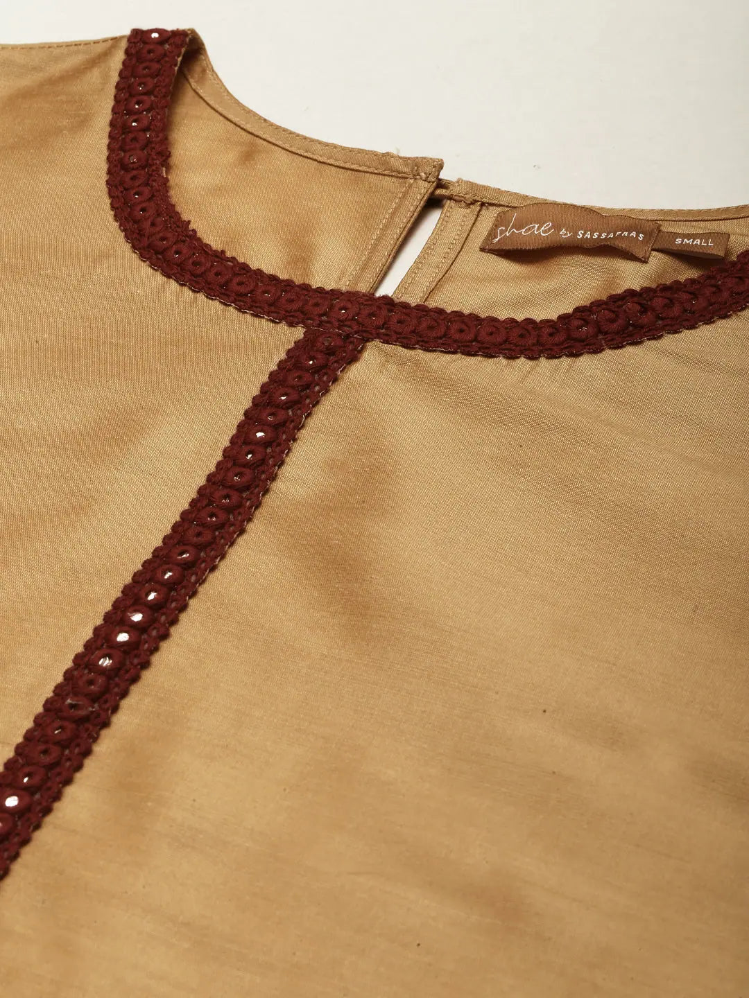 Beige Mirror Lace Women's Kurta Set | Designer Kurta Sets