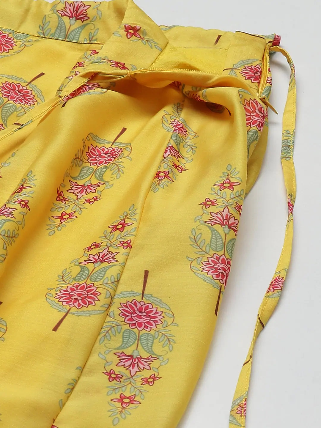 Yellow Floral Anarkali Skirt Set - Women's Festive Lehenga