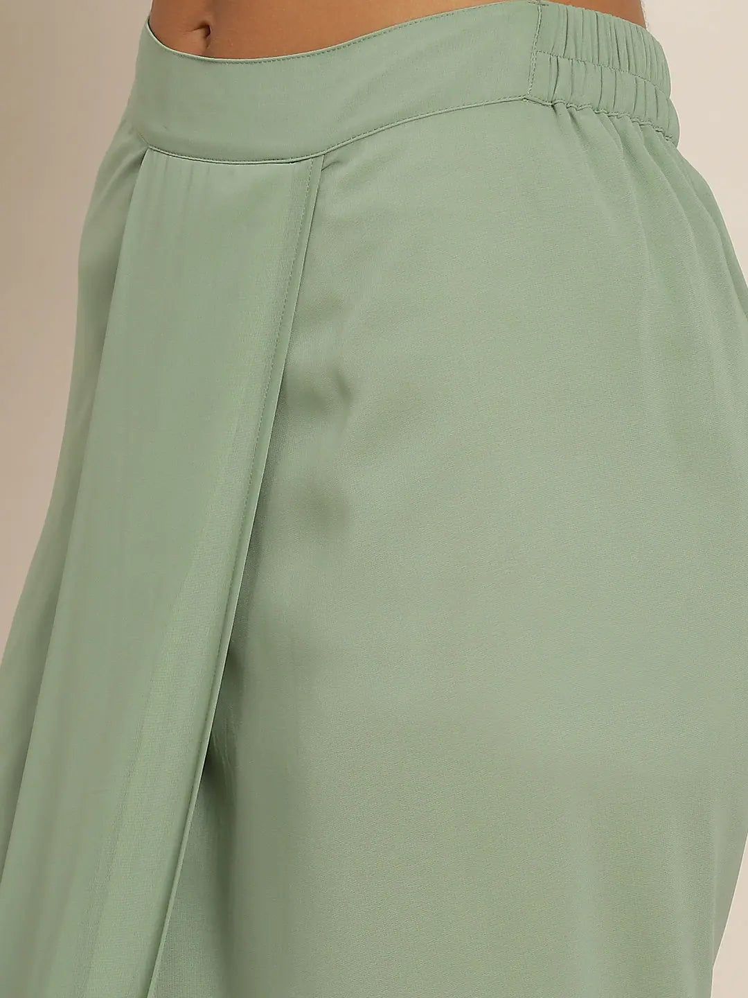 Green Foil Crop Top & Dhoti Skirt | Women's Designer Lehenga