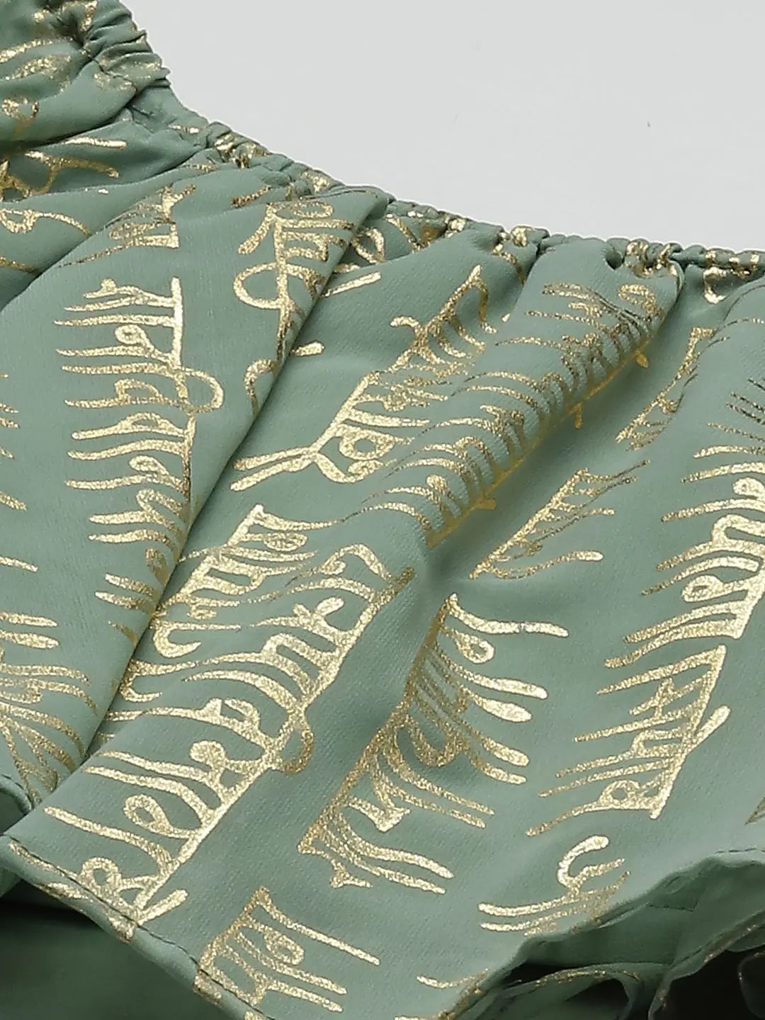 Green Foil Crop Top & Dhoti Skirt | Women's Designer Lehenga