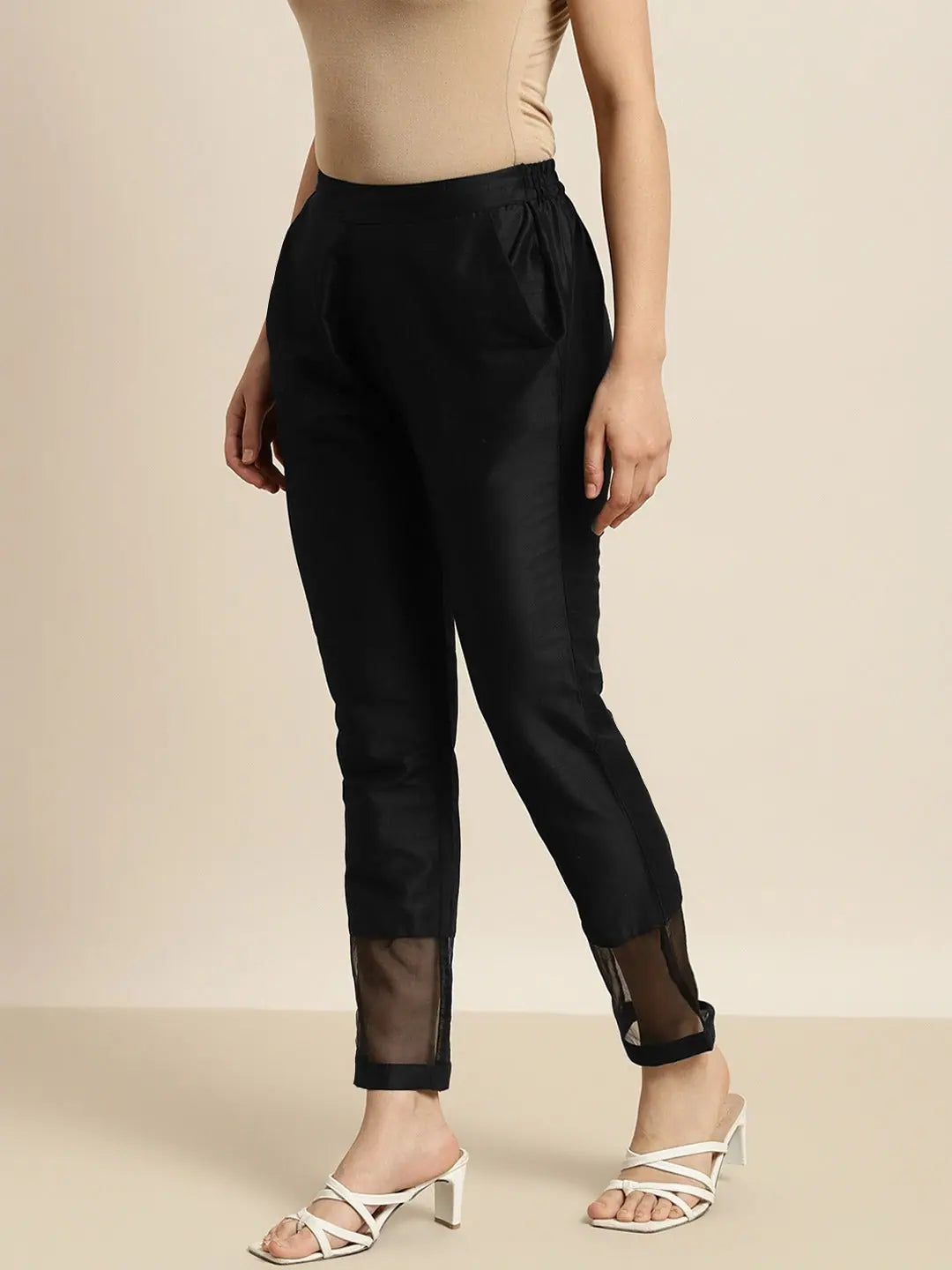 Black Organza Pencil Pants - Stylish Designer Ethnic Pants