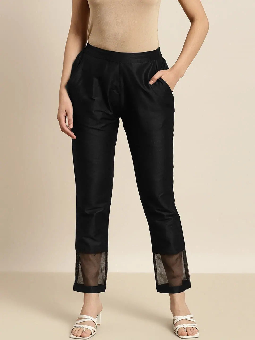 Black Organza Pencil Pants - Stylish Designer Ethnic Pants