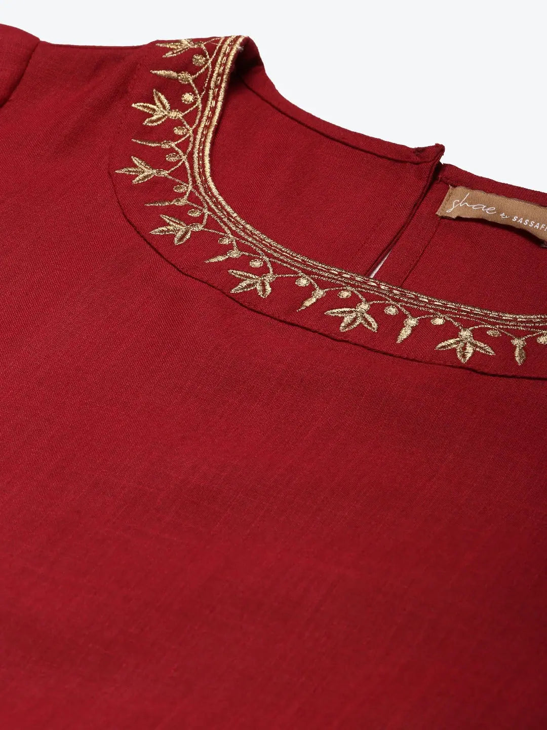 Maroon Embroidered Indian Kurta for Women - Short Tunic Top