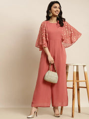 Women Solid Rust Jumpsuits & Sets