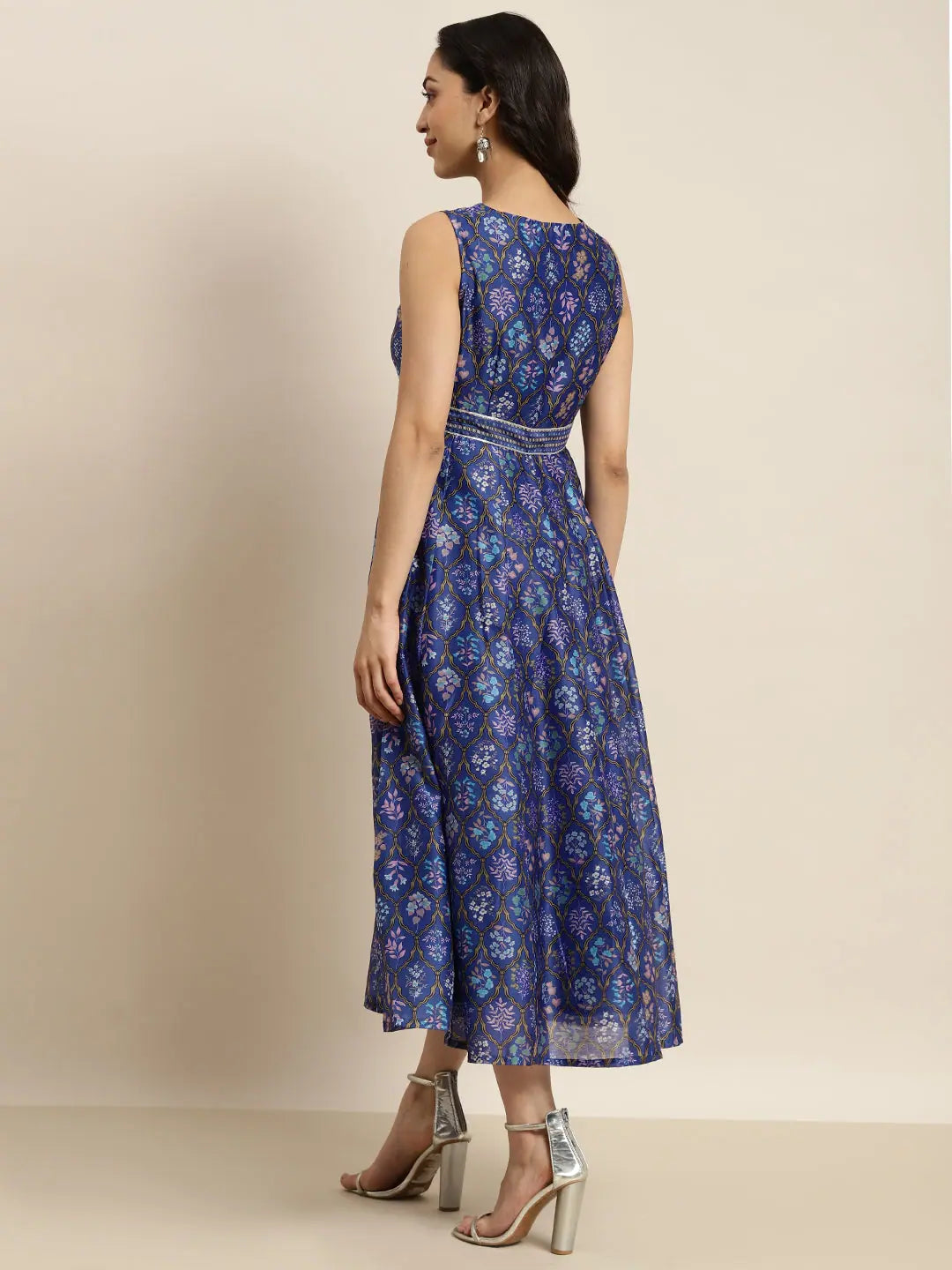 Purple Mughal Floral Anarkali Dress - Indian Cotton Dresses