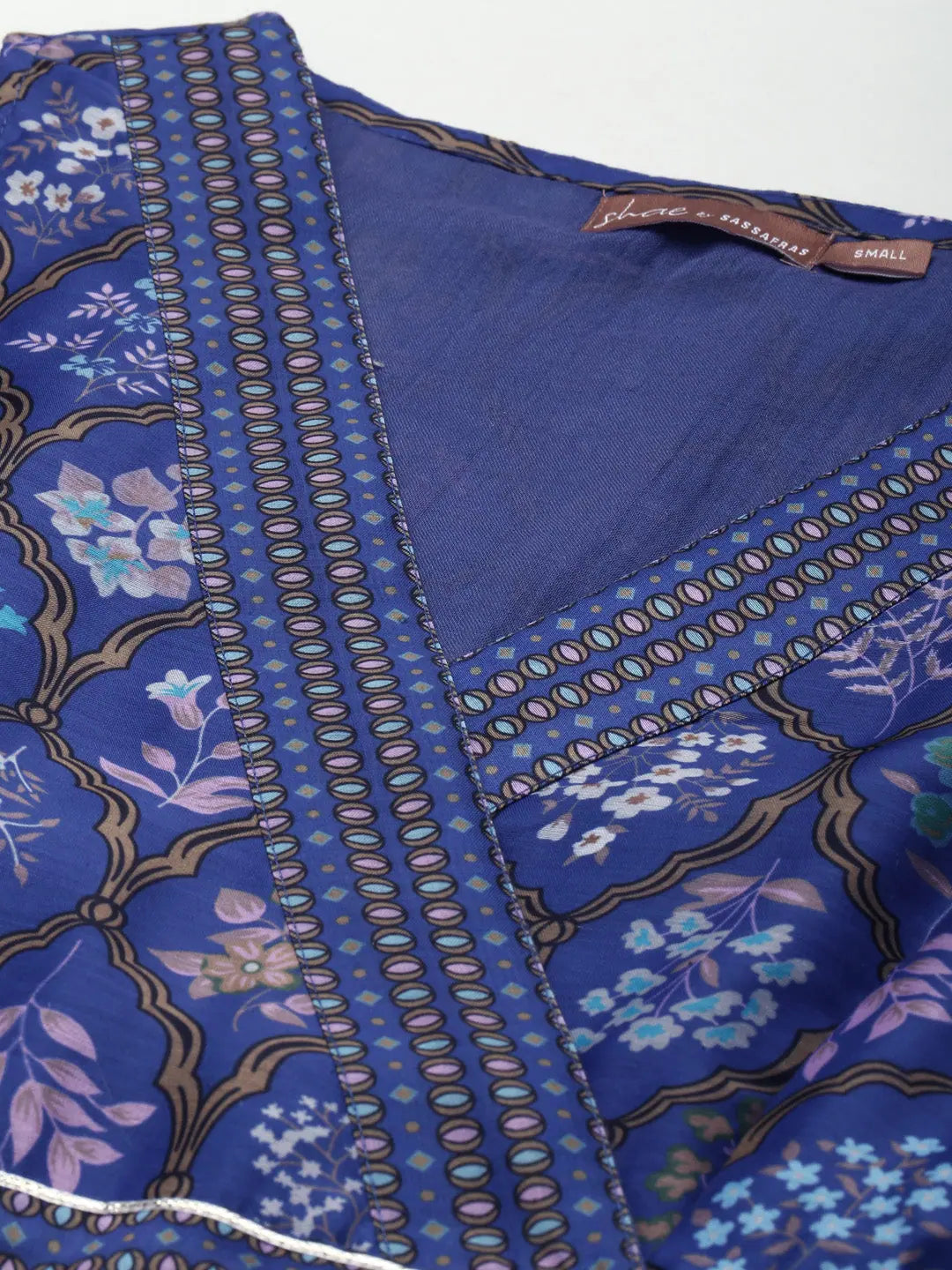 Purple Mughal Floral Anarkali Dress - Indian Cotton Dresses