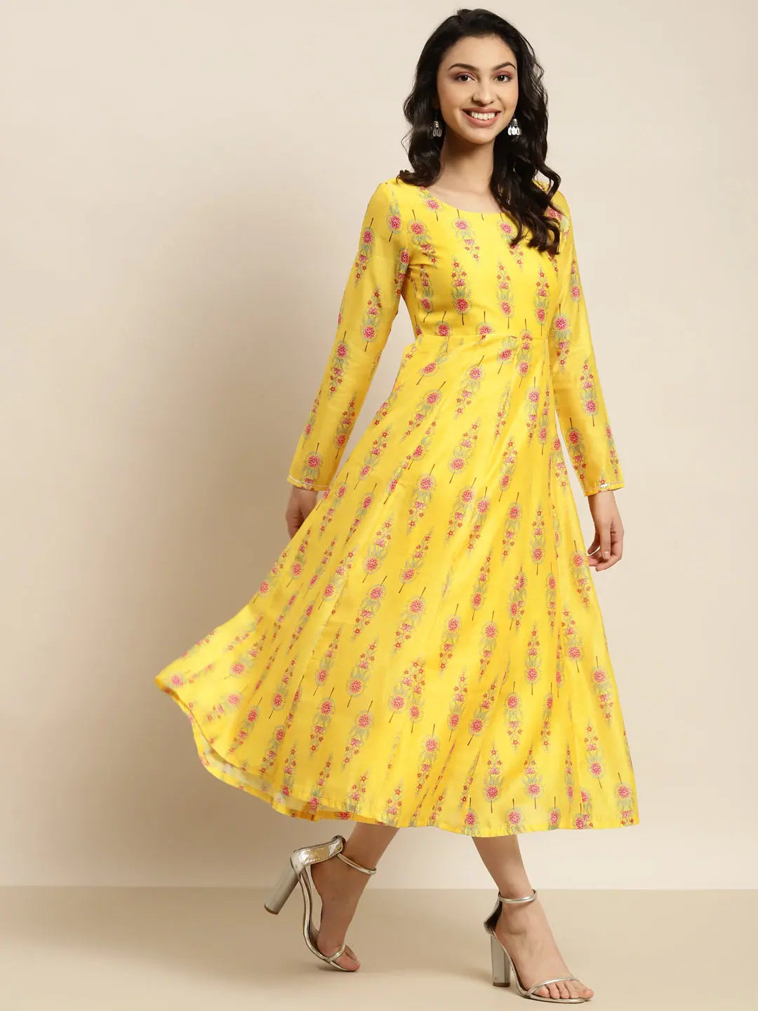 Yellow Floral Anarkali Dress - Shop Indian Dresses Online!