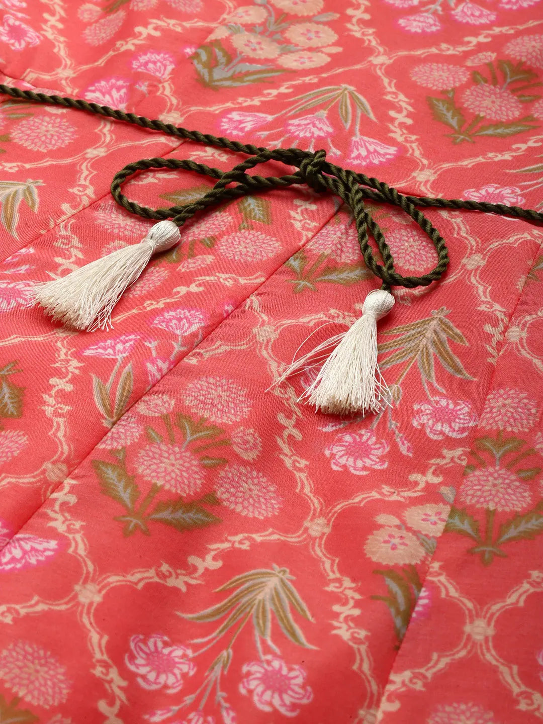 Peach Floral Anarkali Dress | Women's Chanderi Anarkali Kurti