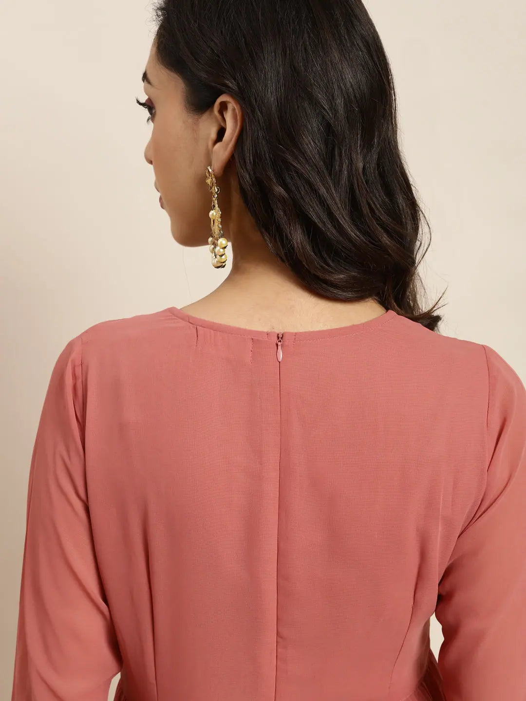 Rust Foil Print Maxi Dress | Elegant Indian Dresses Online