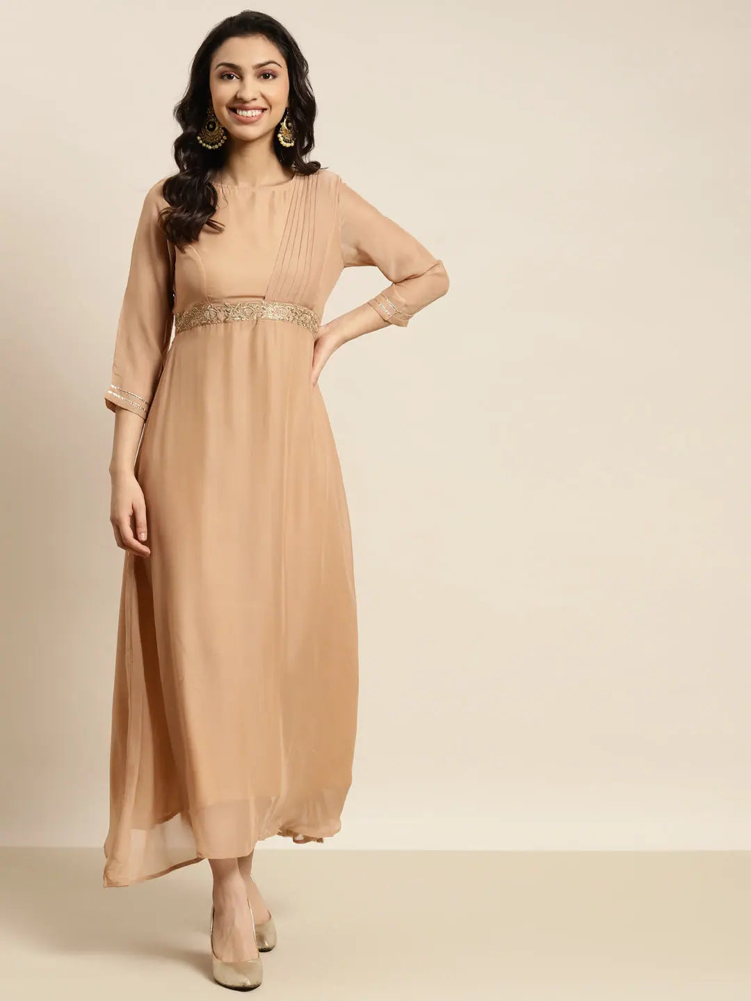 Brown Embroidered Belt Dupatta Dress | Indian Dresses Online