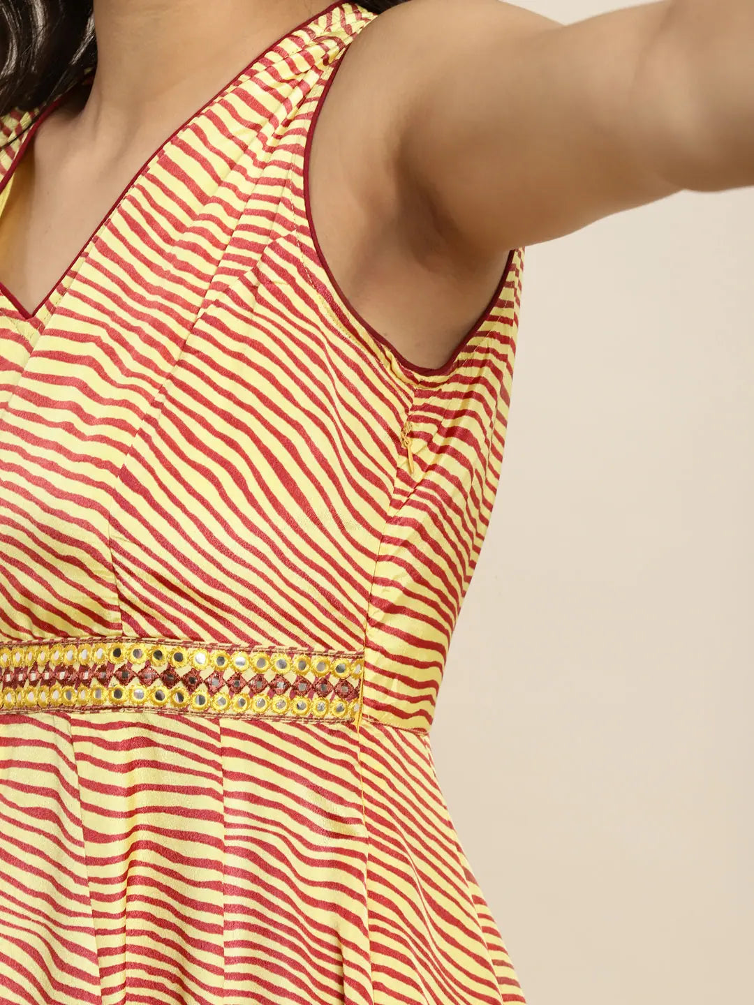 Mustard Lehariya Anarkali Dress | High Low Anarkali Kurti for ...