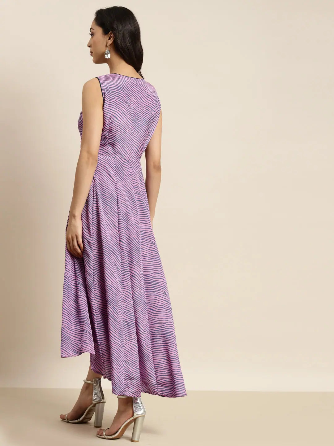 Purple Lehariya Anarkali Dress | High Low Anarkali Kurti for W...