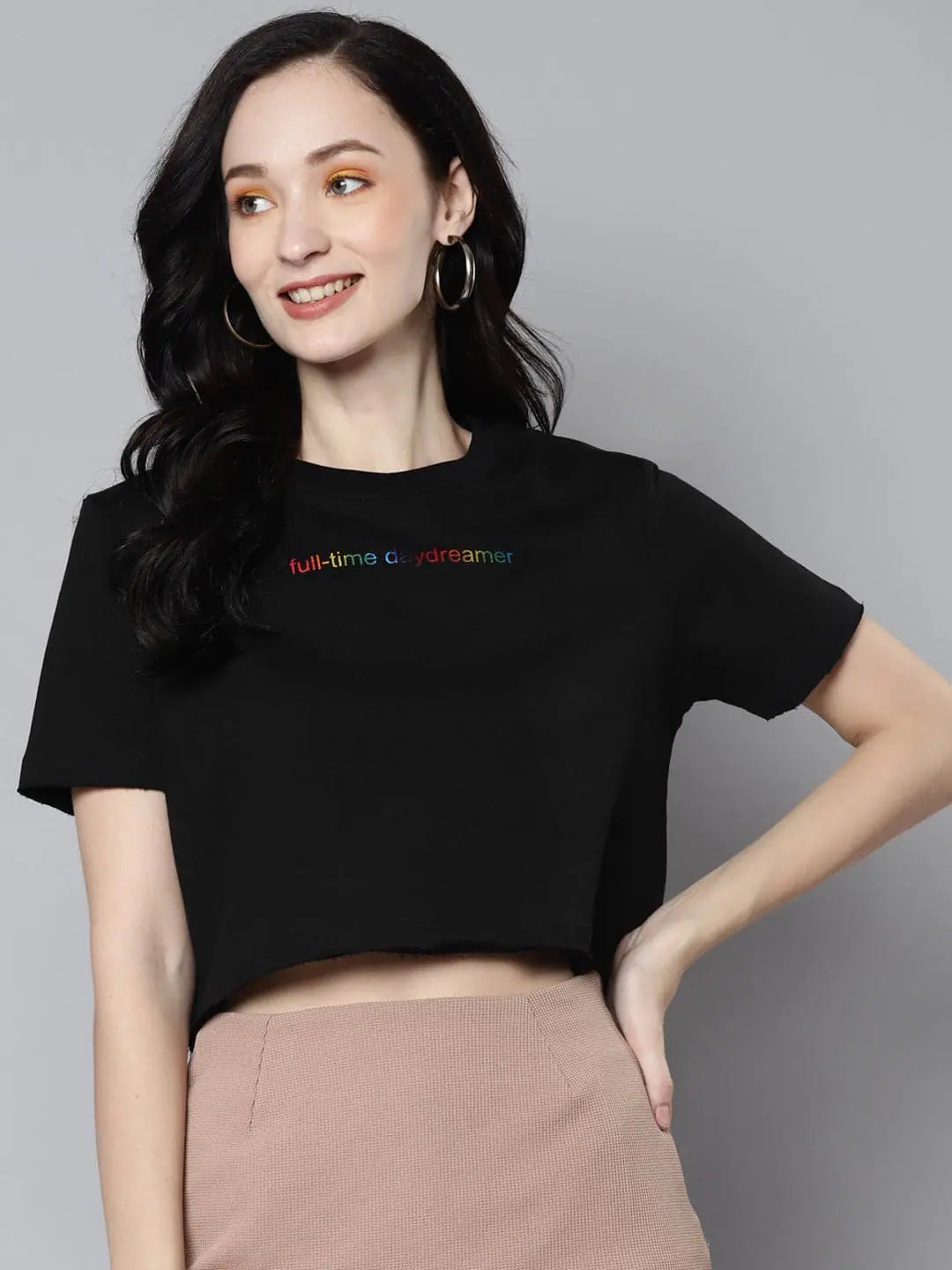Black Terry Crop Top - ACTIVE DAY DREAMER | Women's Tee