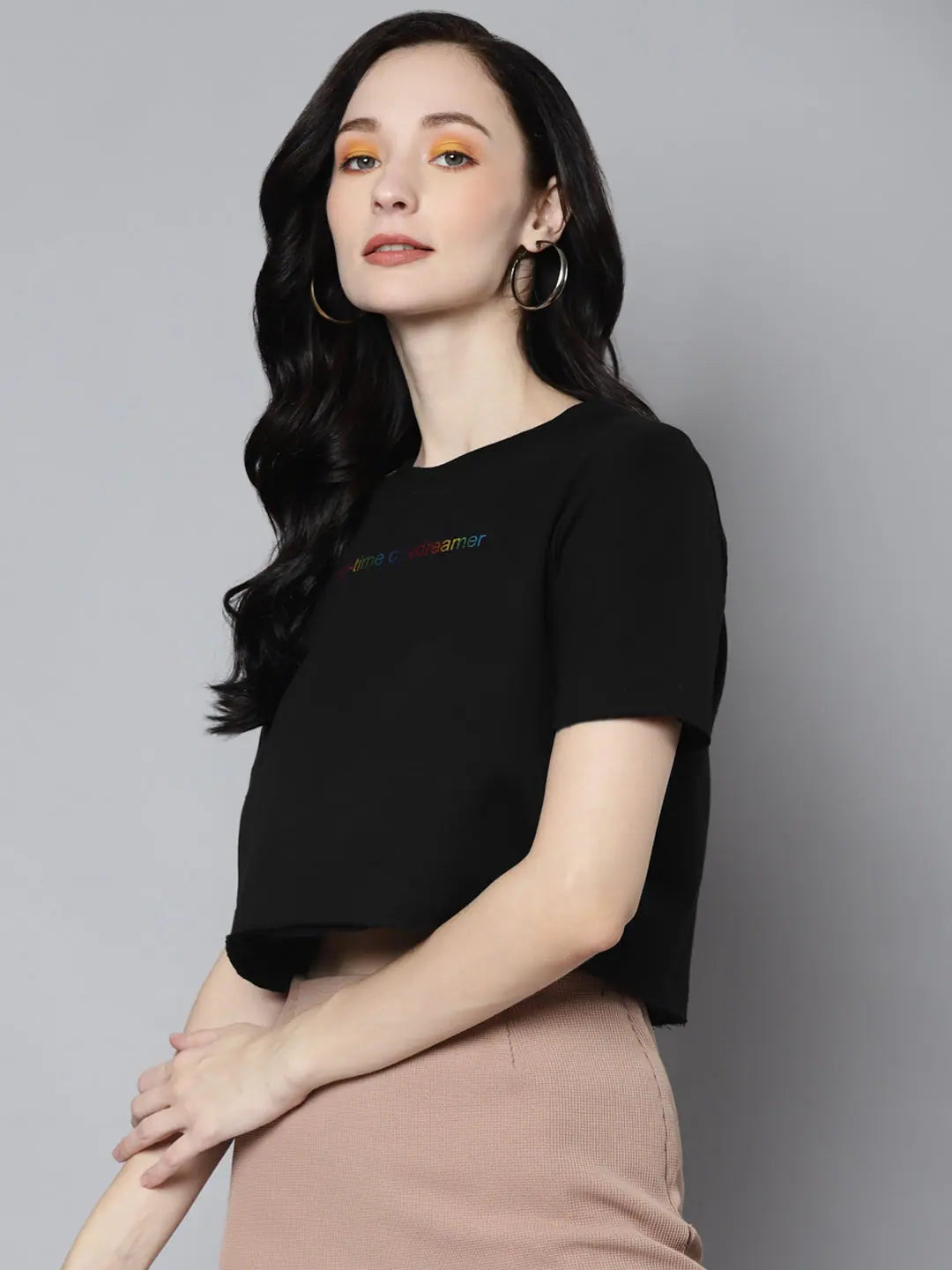 Black Terry Crop Top - ACTIVE DAY DREAMER | Women's Tee