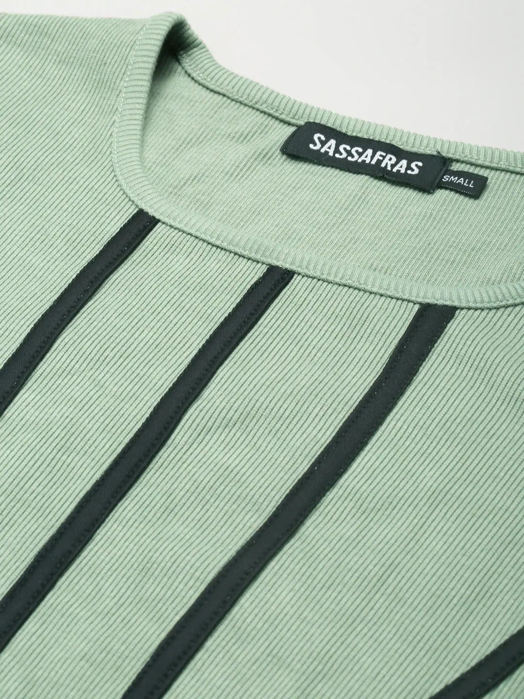 Olive Rib Crop Top - Women's Long Sleeve Square Neck Shirt