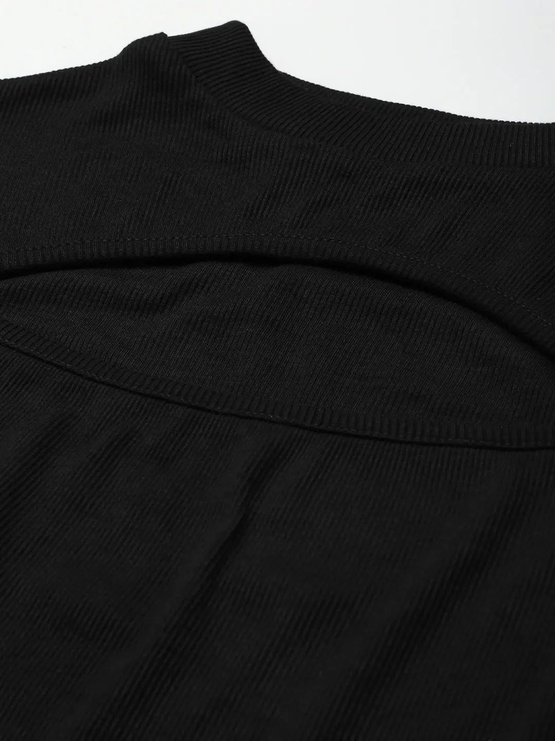 Women's Black Rib Moon Cut Out Crop Top | Fashionable Find