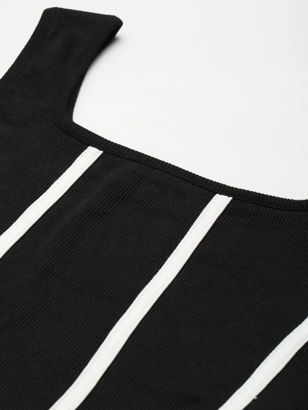 Black Rib Contrast Binding Bustier Top | Women's Fashion