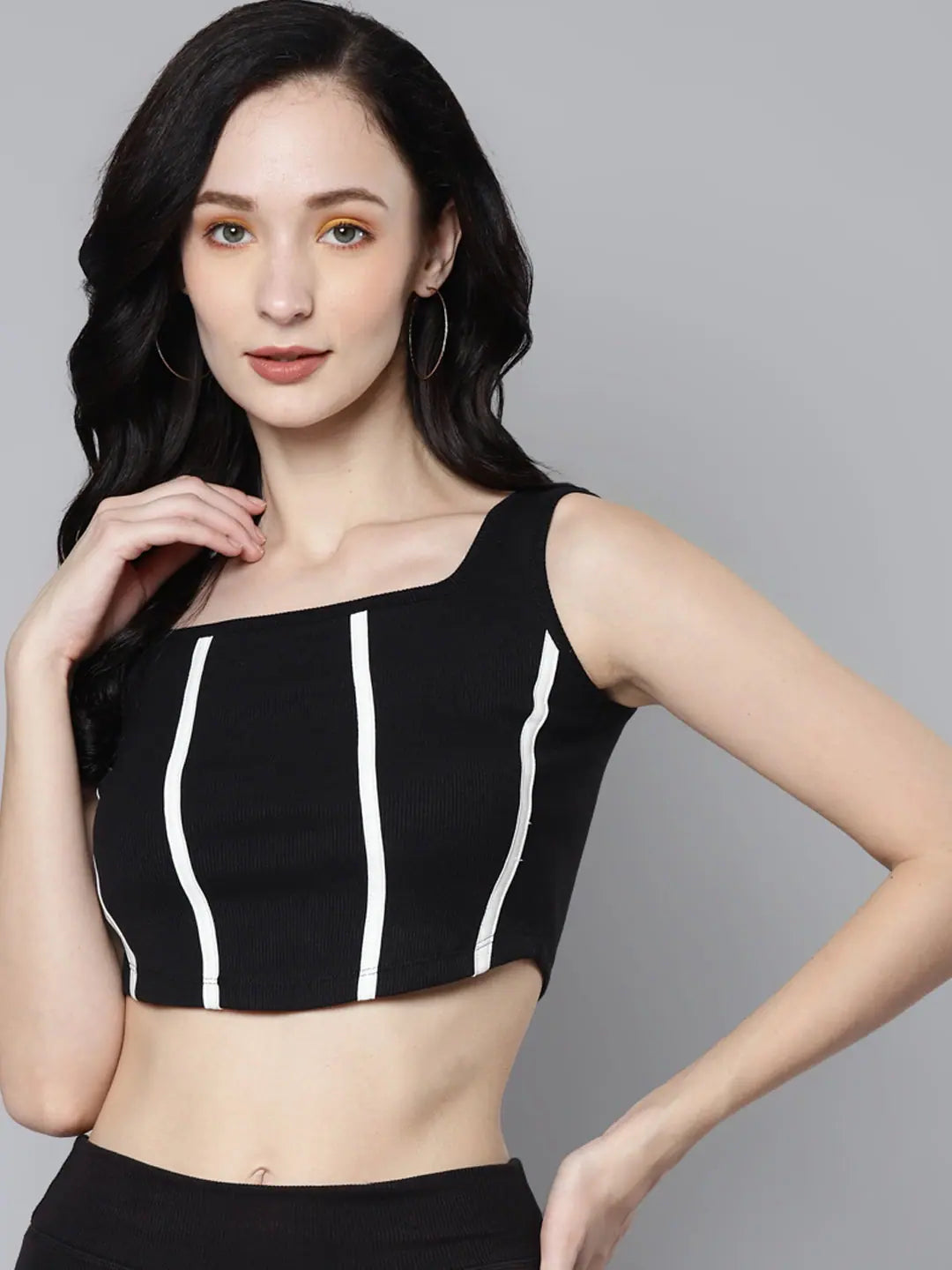 Black Rib Contrast Binding Bustier Top | Women's Fashion