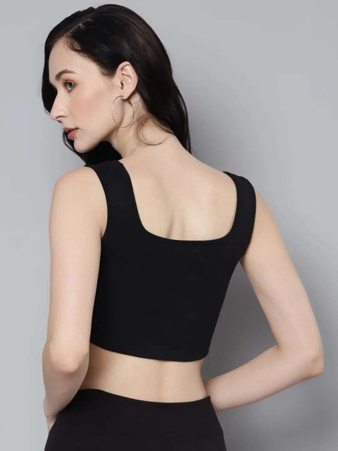 Black Rib Contrast Binding Bustier Top | Women's Fashion