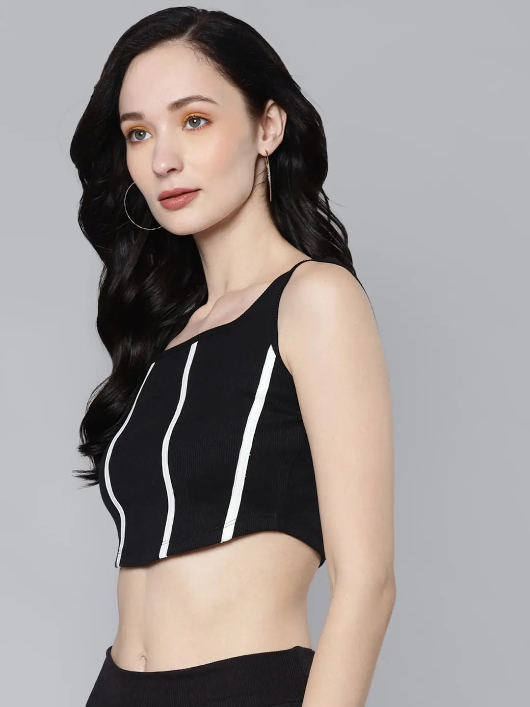 Black Rib Contrast Binding Bustier Top | Women's Fashion