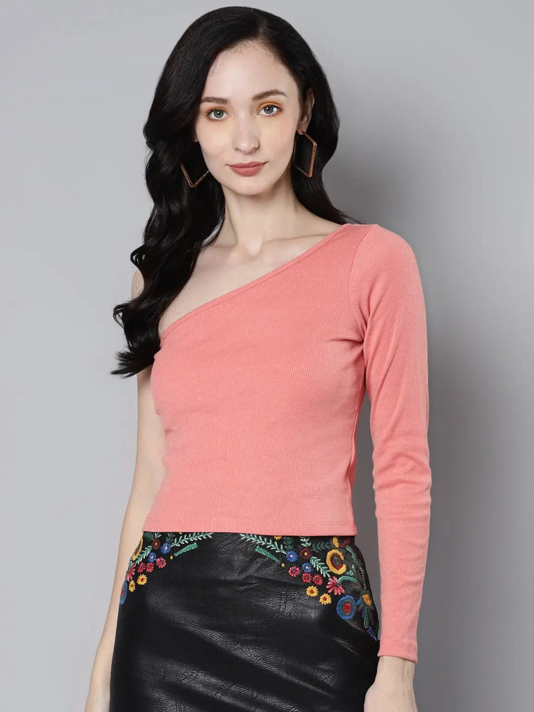 Peach One Shoulder Crop Top | Women's Western Outfits