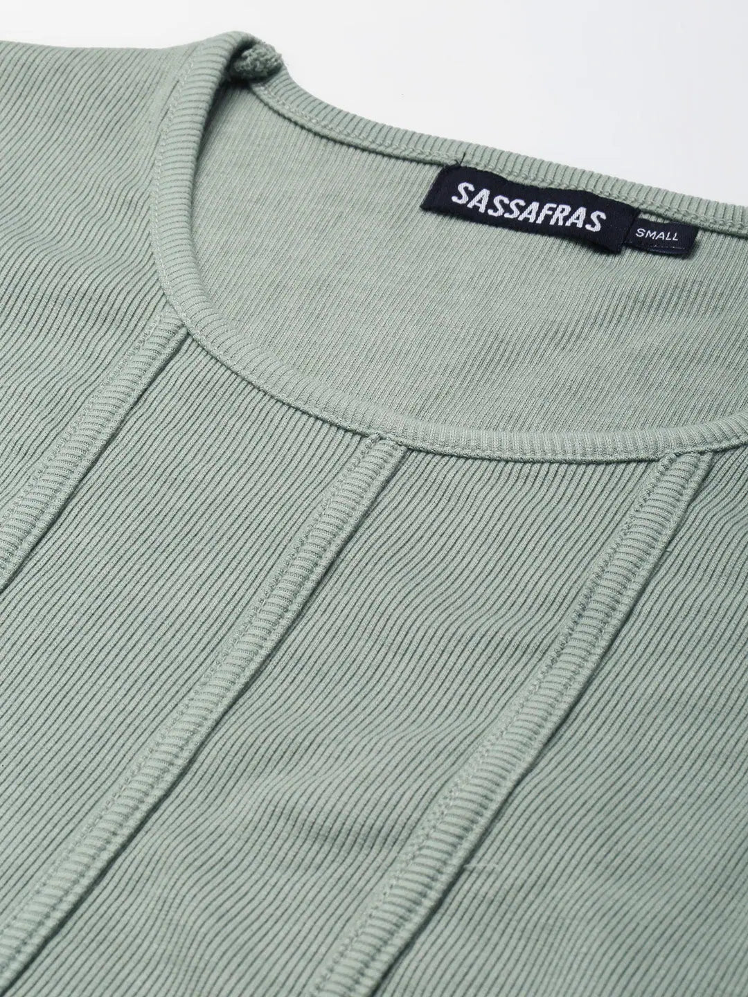 Olive Ribbed Full Sleeve Crop Top - Women's Stylish Top