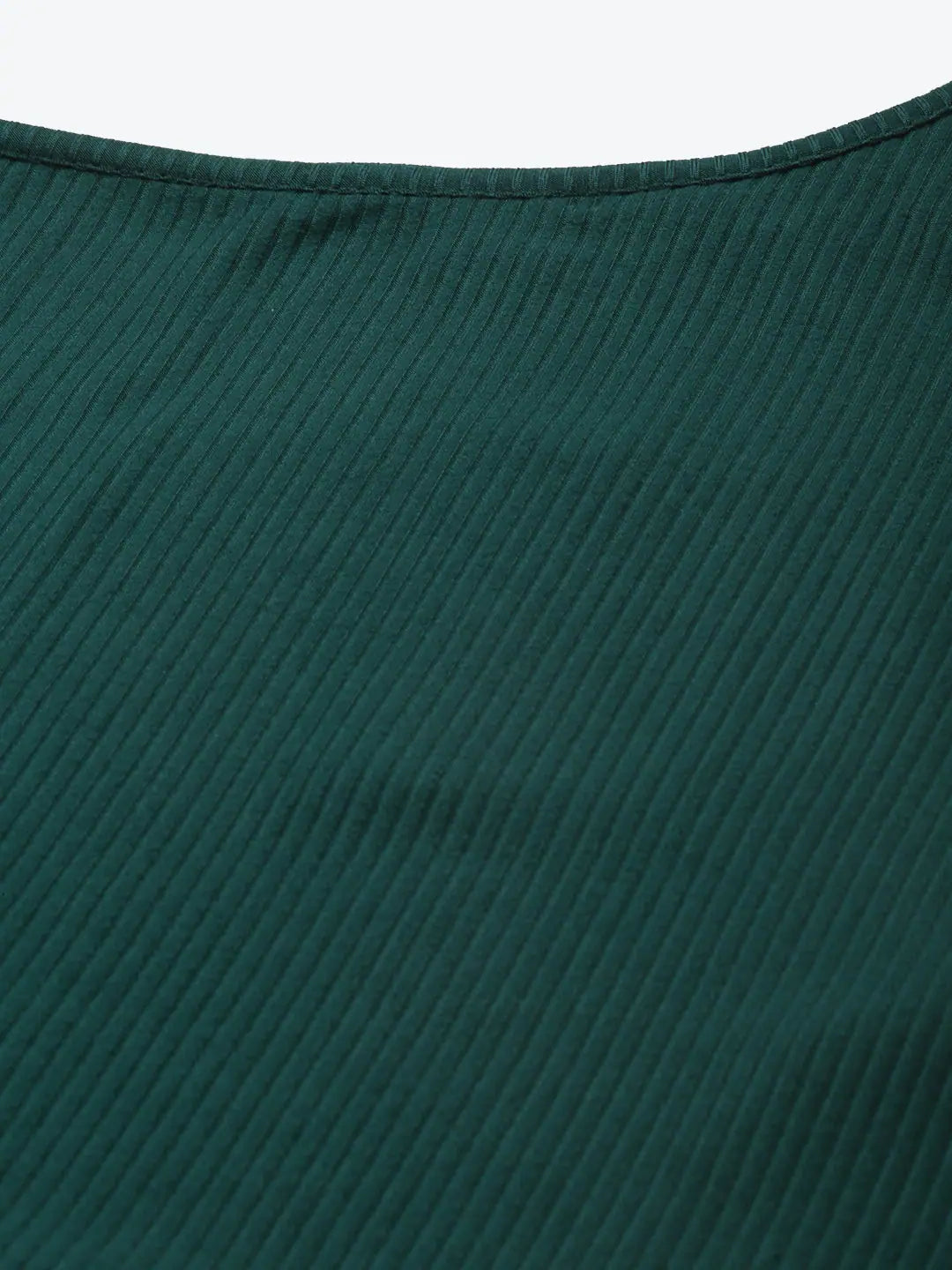 Emerald Green Rib One Shoulder Crop Top for Women