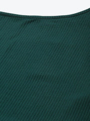 Women Emerald Green Rib One Shoulder Crop Top