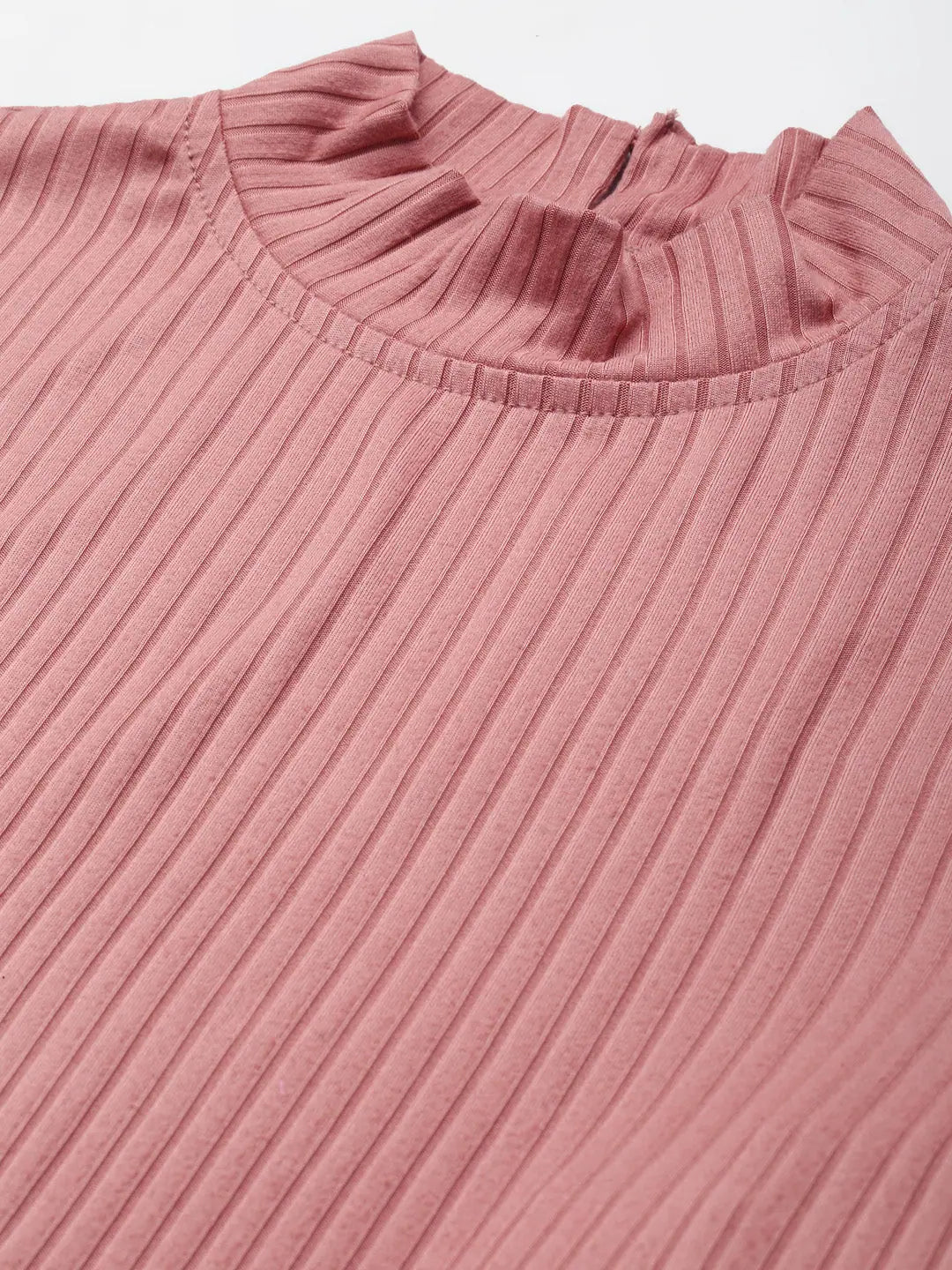 Baked Pink Rib Waist Tie Crop Top | Women's Western Clothing