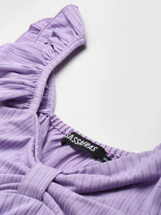 Women Lavender Rib Sweetheart Neck Crop Top