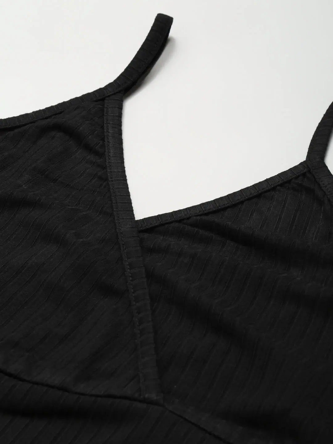 Charcoal Ribbed Wrap Neck Crop Top - Women's Style