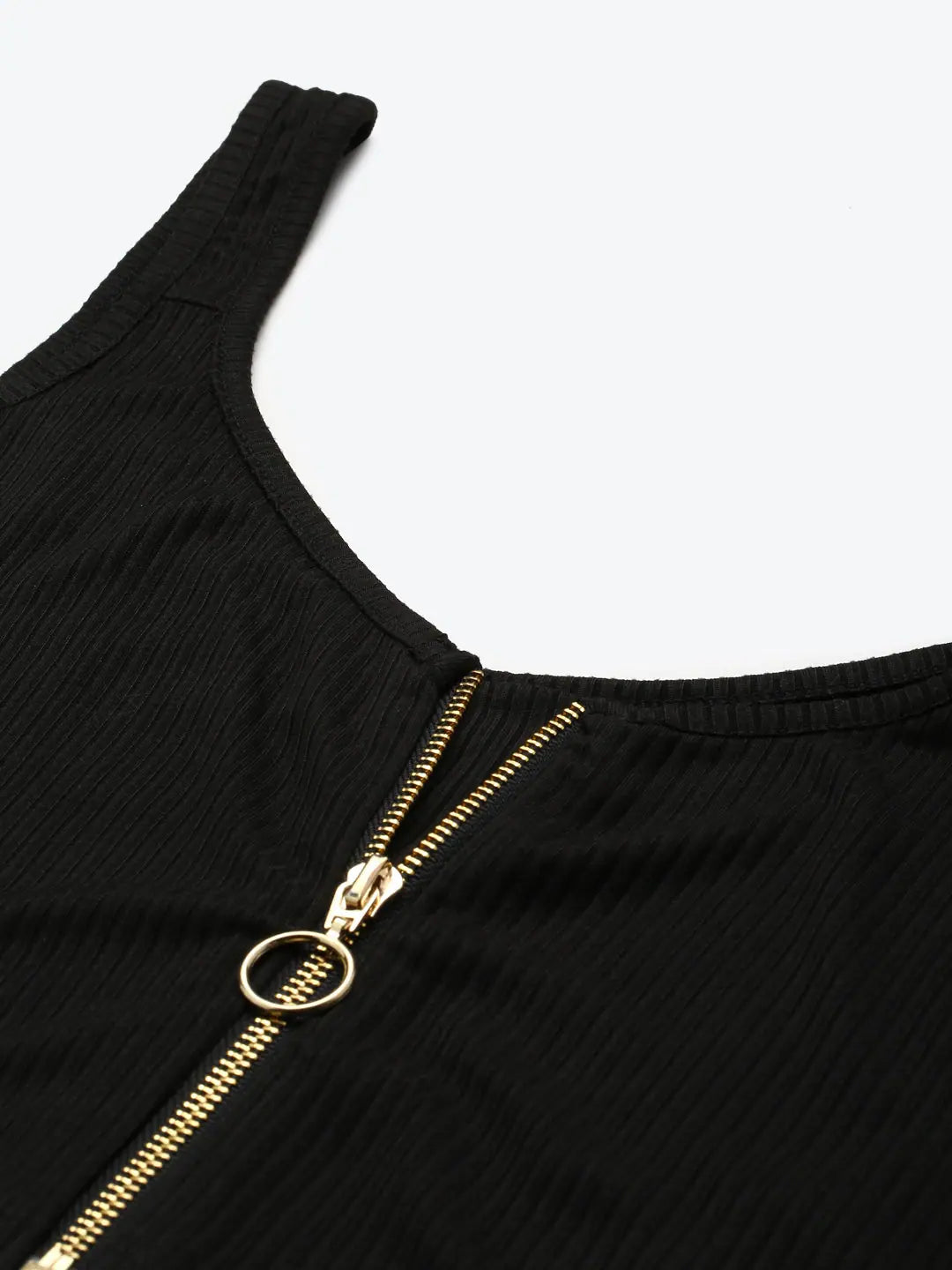 Charcoal Rib Zipper Crop Top | Women's Fashionable Top
