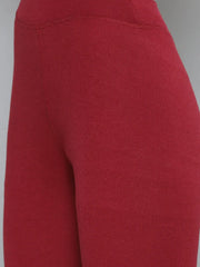 Women Maroon Rib ACTIVE Crop Top With Tights