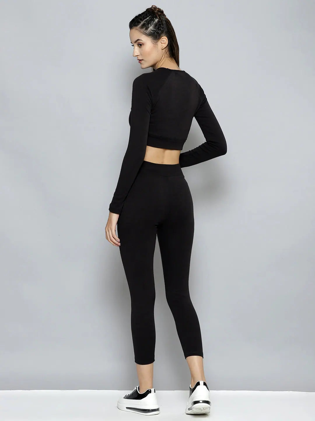 Wholesale Women Black Rib ACTIVE Crop Top With Tights