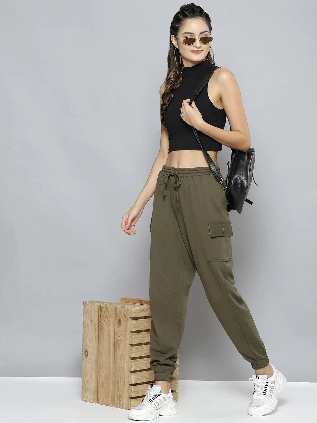 Olive Terry Women's Western Wear Joggers with Side Pockets